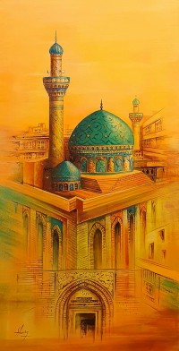 S. A. Noory, Shirne of Abdul-Qadir Gilani, 18 x 36 Inch, Acrylic on Canvas, Cityscape Painting, AC-SAN-152